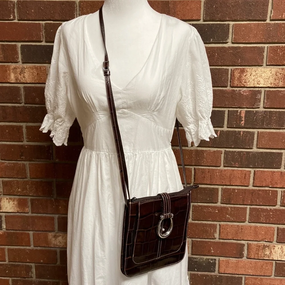 Brighton Embossed Crocodile Crossbody Purse